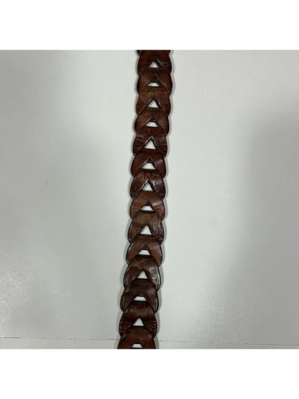 Vintage 1990’s Brighton Brown Braided Leather Belt 9120 Brass Buckle Women Sz 36